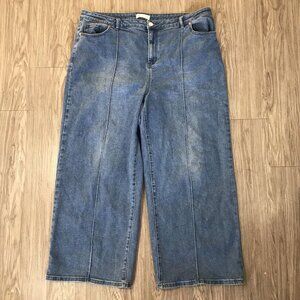 ELOQUII Elements Jeans Womens 18 Blue Wide Leg 70s Bohemian Boho Style Hippie